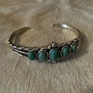 Elegant Sterling Silver and Kingman Turquoise  Bracelet